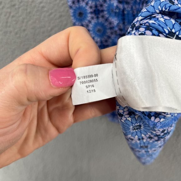 Banana Republic Floral Blouse Womens Blue Polyester Sleeveless Pleated Size S - Picture 7 of 10